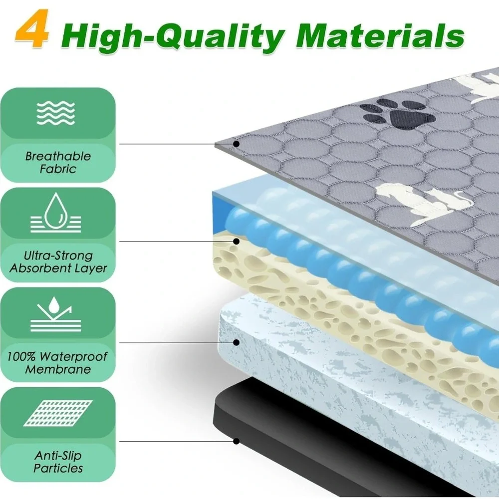 WanpeeGoo 4 Pack Washable Pet Pads 18x24 Reusable Waterproof Training Mat H732
